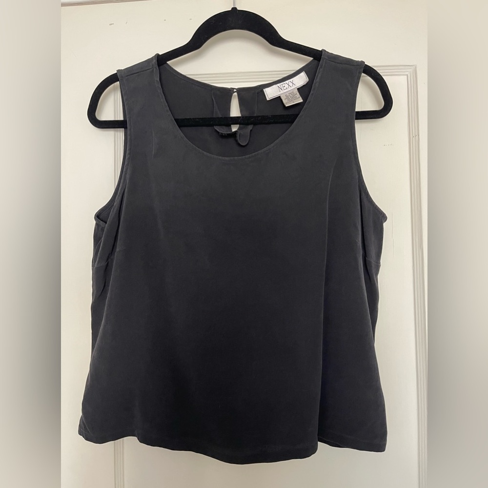 Simple black 100% silk tank